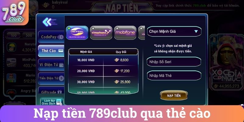 Nap tien 789club qua the cao Nạp tiền 789club qua thẻ cào